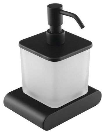 SAPHO FLORI dávkovač tekutého mydla na zavesenie, čierna matná, sklo mliečne, RF019/15