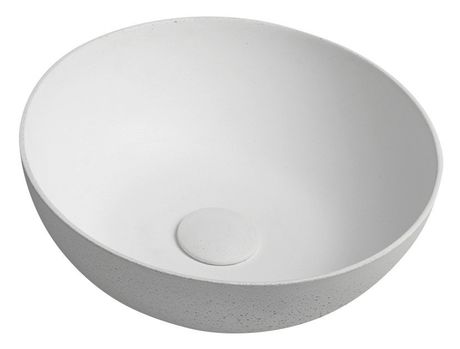 SAPHO FORMIGO Ø39cm umývadlo na dosku okrúhle s výpusťou, bez prepadu, betónové, biela, FG031