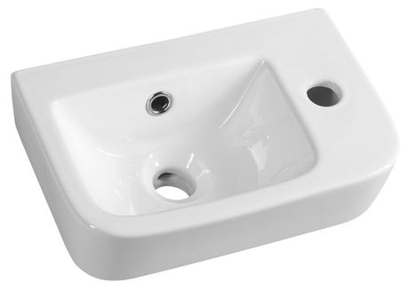 SAPHO GERDA 37 x 24,5cm pravé umývadlo keramické malé obdĺžnikové, s otvorom, s prepadom, biele, 201.212.4