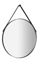 SAPHO ORBITER Ø60cm zrkadlo okrúhle v úzkom čiernom ráme s popruhom na zavesenie, ORT060