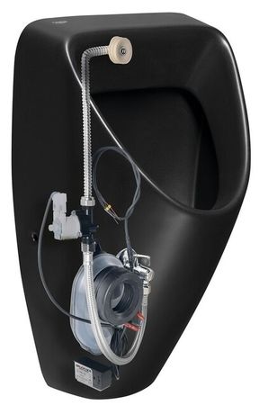 SAPHO SCHWARN pisoár s automatickým splachovačom 6V DC, zakrytý prívod vody, keramický, čierny, 201.722.6