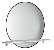 SAPHO SHARON LED Ø80cm zrkadlo okrúhle v úzkom čiernom ráme s podsvietením, s poličkou, 31255CI-01